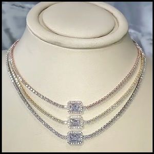 ZAKOL Rectangle Cubic Zirconia Coker Necklace